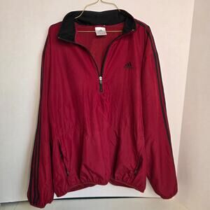 Adidas, Vented Red 1/2 Zip Athletic Pull over, Men's L